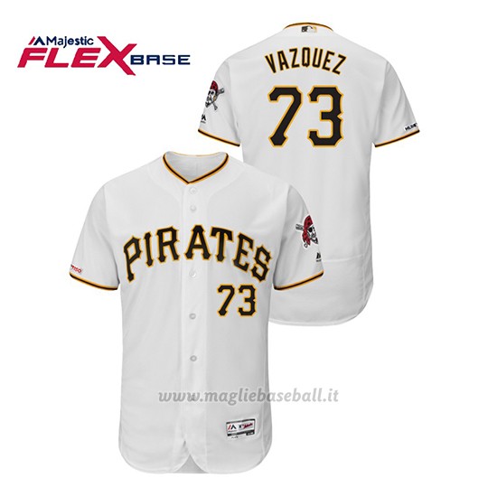 Maglia Baseball Uomo Pittsburgh Pirates Felipe Vazquez 150th Aniversario Patch Flex Base Bianco